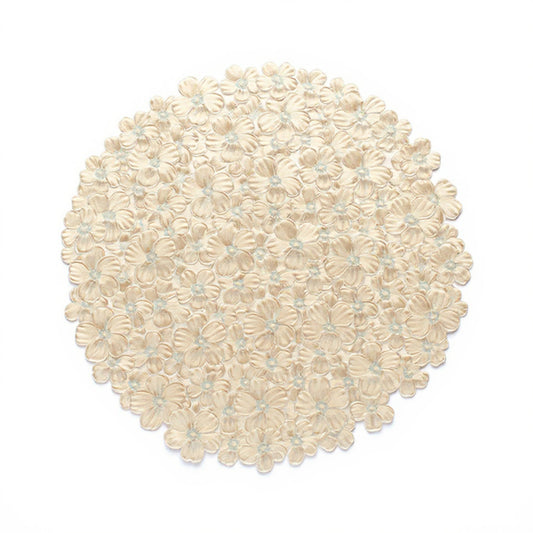 Anna-Kaci 4-Piece Round Floral Cutout Placemat with Embroidered Petal Details