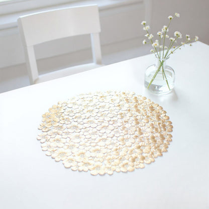 Anna-Kaci 4-Piece Round Floral Cutout Placemat with Embroidered Petal Details