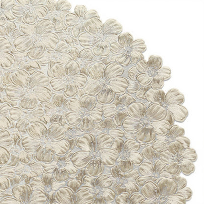 Anna-Kaci 4-Piece Round Floral Cutout Placemat with Embroidered Petal Details