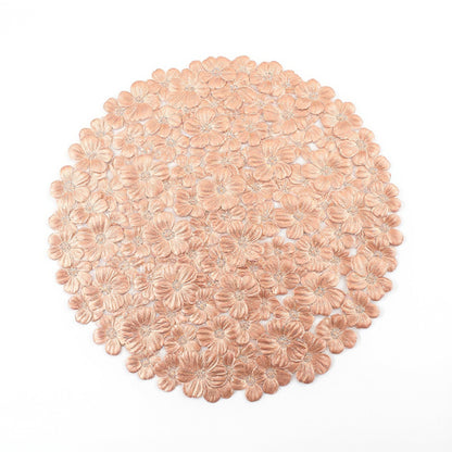 Anna-Kaci 4-Piece Round Floral Cutout Placemat with Embroidered Petal Details