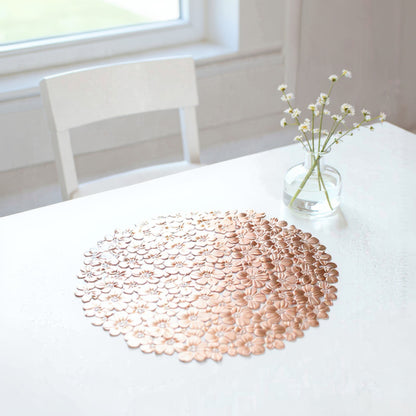 Anna-Kaci 4-Piece Round Floral Cutout Placemat with Embroidered Petal Details