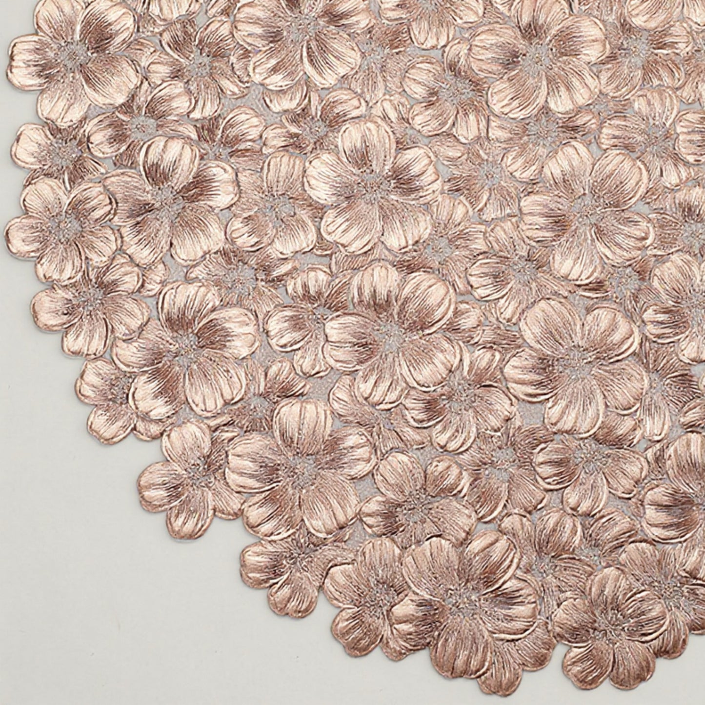 Anna-Kaci 4-Piece Round Floral Cutout Placemat with Embroidered Petal Details