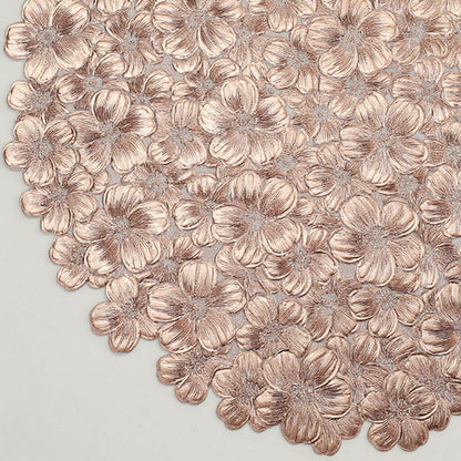 Anna-Kaci 4-Piece Round Floral Cutout Placemat with Embroidered Petal Details