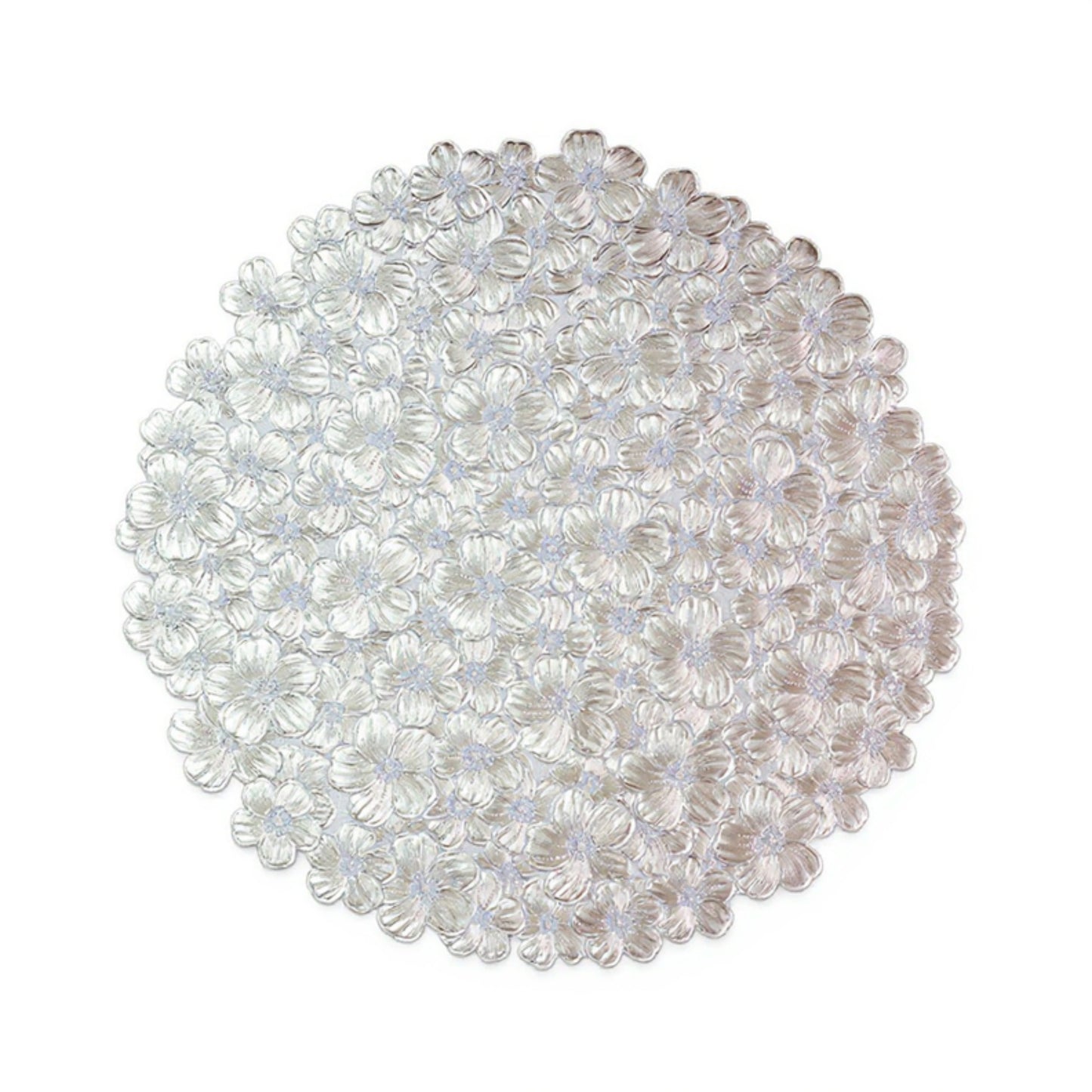 Anna-Kaci 4-Piece Round Floral Cutout Placemat with Embroidered Petal Details