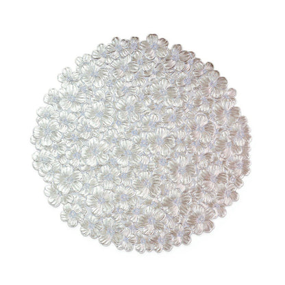 Anna-Kaci 4-Piece Round Floral Cutout Placemat with Embroidered Petal Details