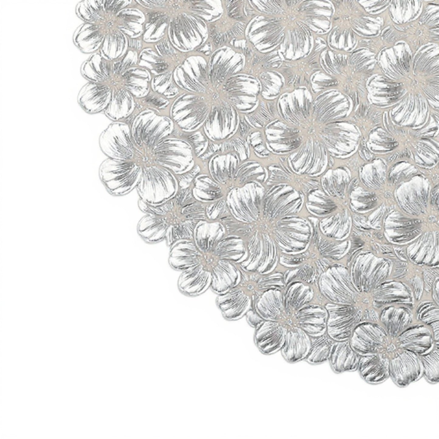 Anna-Kaci 4-Piece Round Floral Cutout Placemat with Embroidered Petal Details