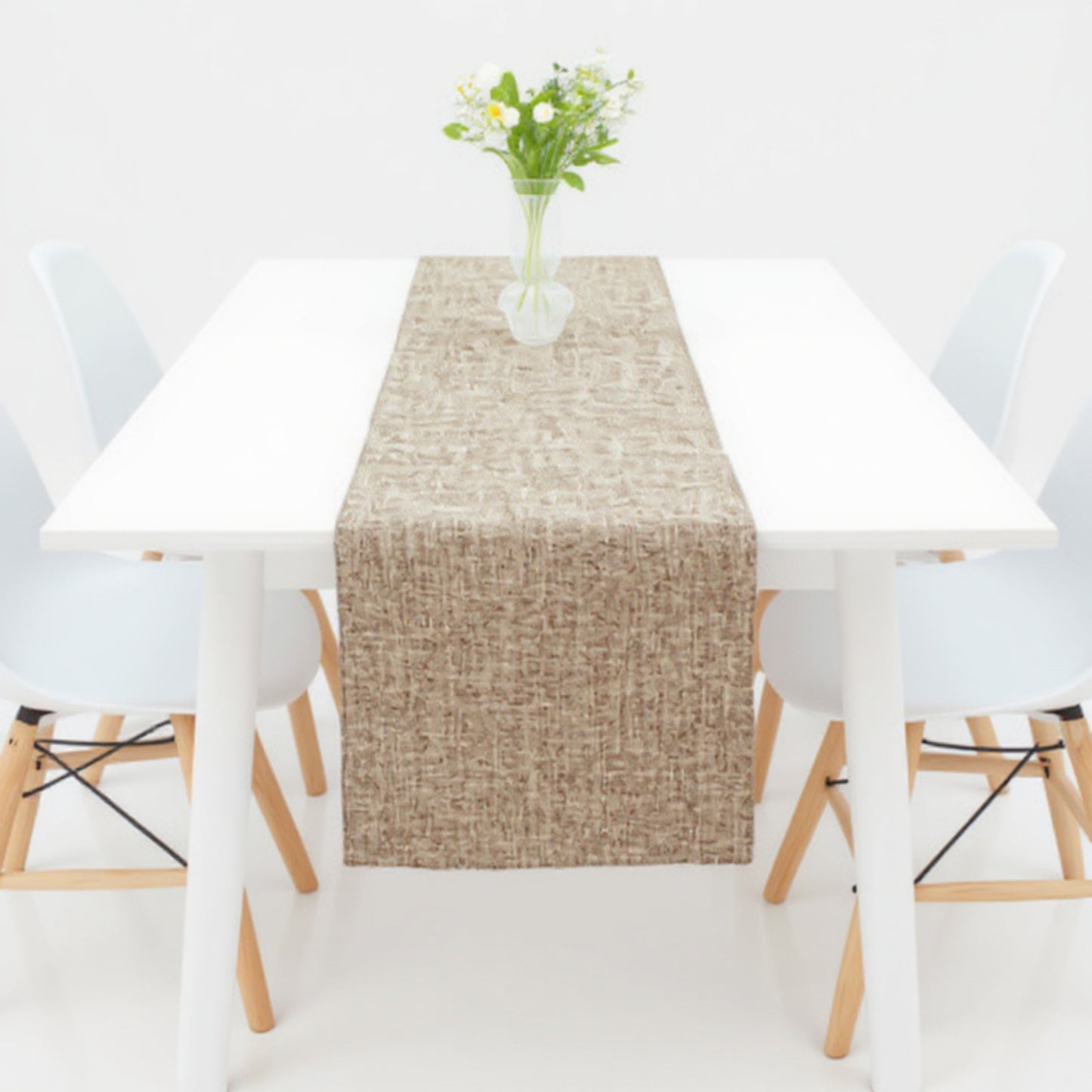 Anna-Kaci Solid Woven Table Runner with Textured Linen-Look Finish