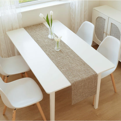 Anna-Kaci Solid Woven Table Runner with Textured Linen-Look Finish