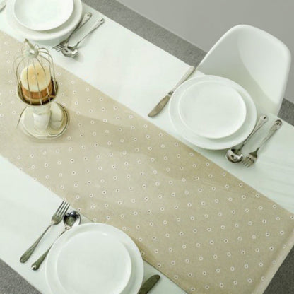 Anna-Kaci Dainty Daisy Print Tablecloth with Soft Neutral Background