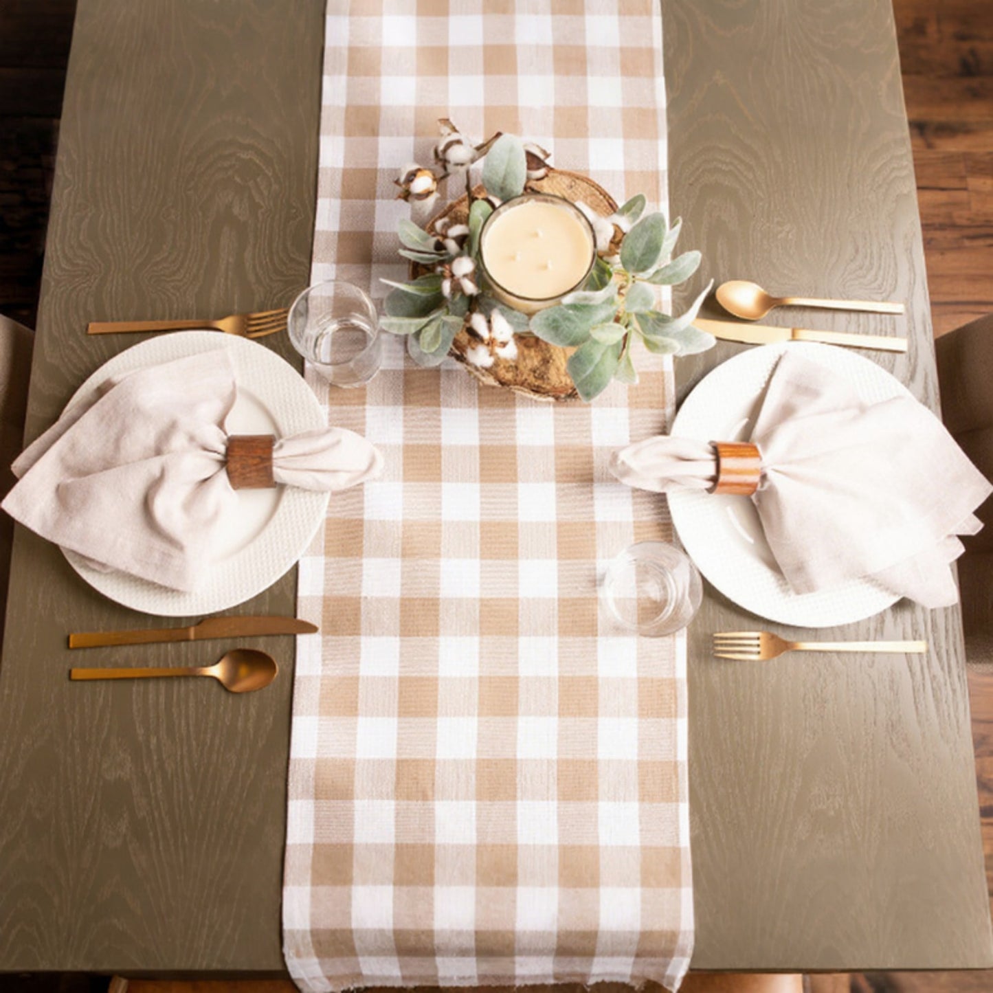 Anna-Kaci Gingham Checkered Tablecloth with Classic Square Pattern