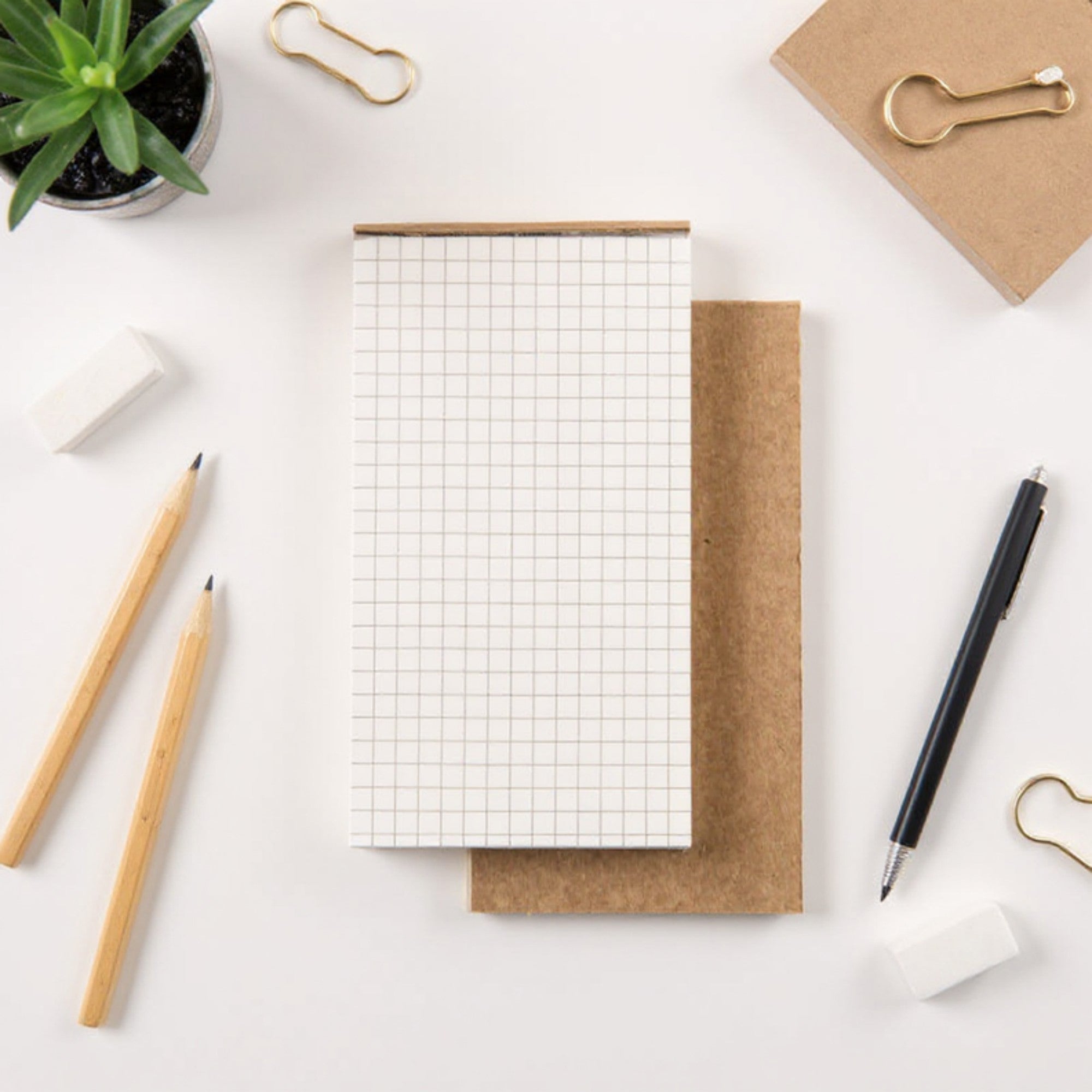 Anna-Kaci 10-Piece Minimalist Notepad Set with Kraft Covers and Tear-Off Pages 50 Pages 5.5x2.7in