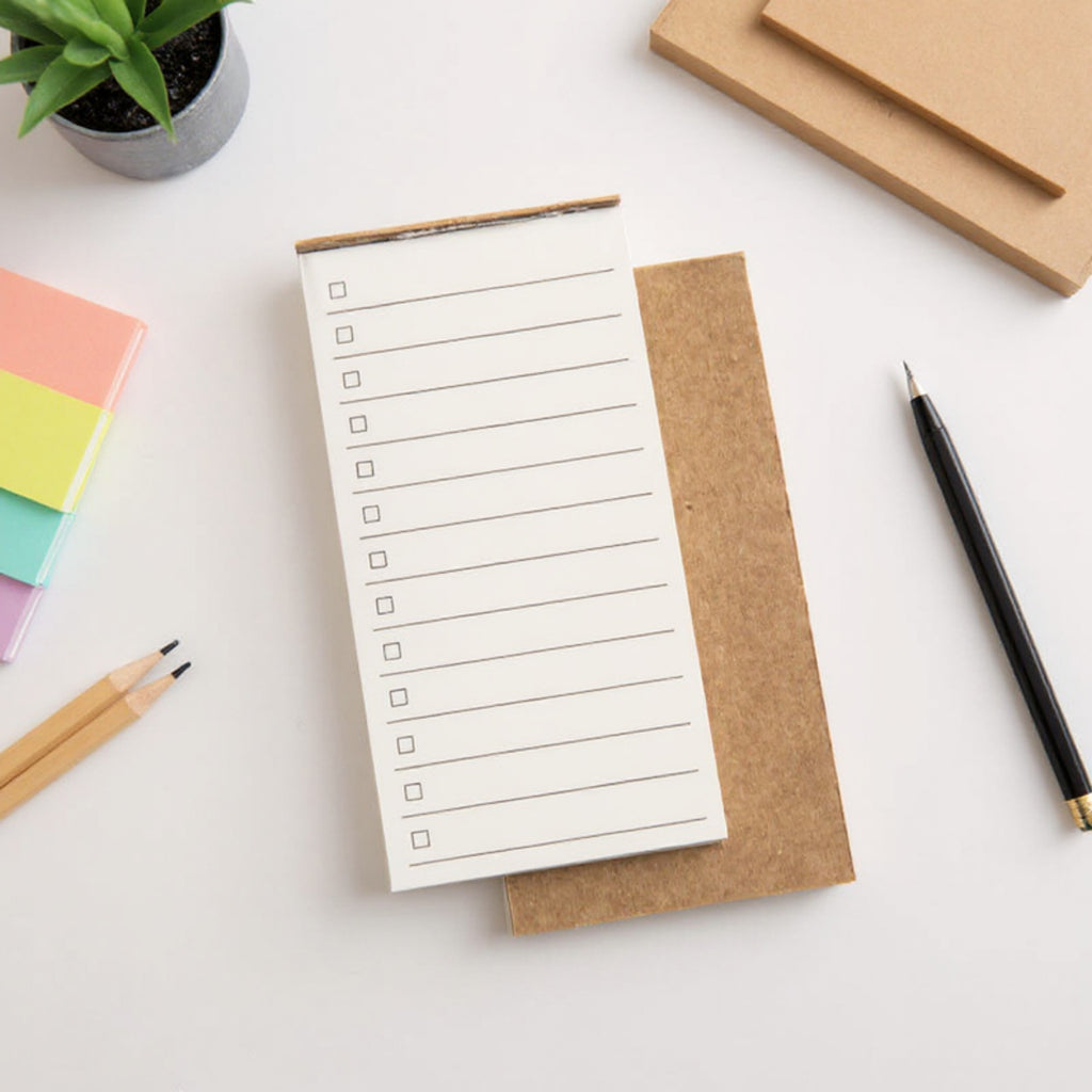 Anna-Kaci 10-Piece Minimalist Notepad Set with Kraft Covers and Tear-Off Pages 50 Pages 5.5x2.7in