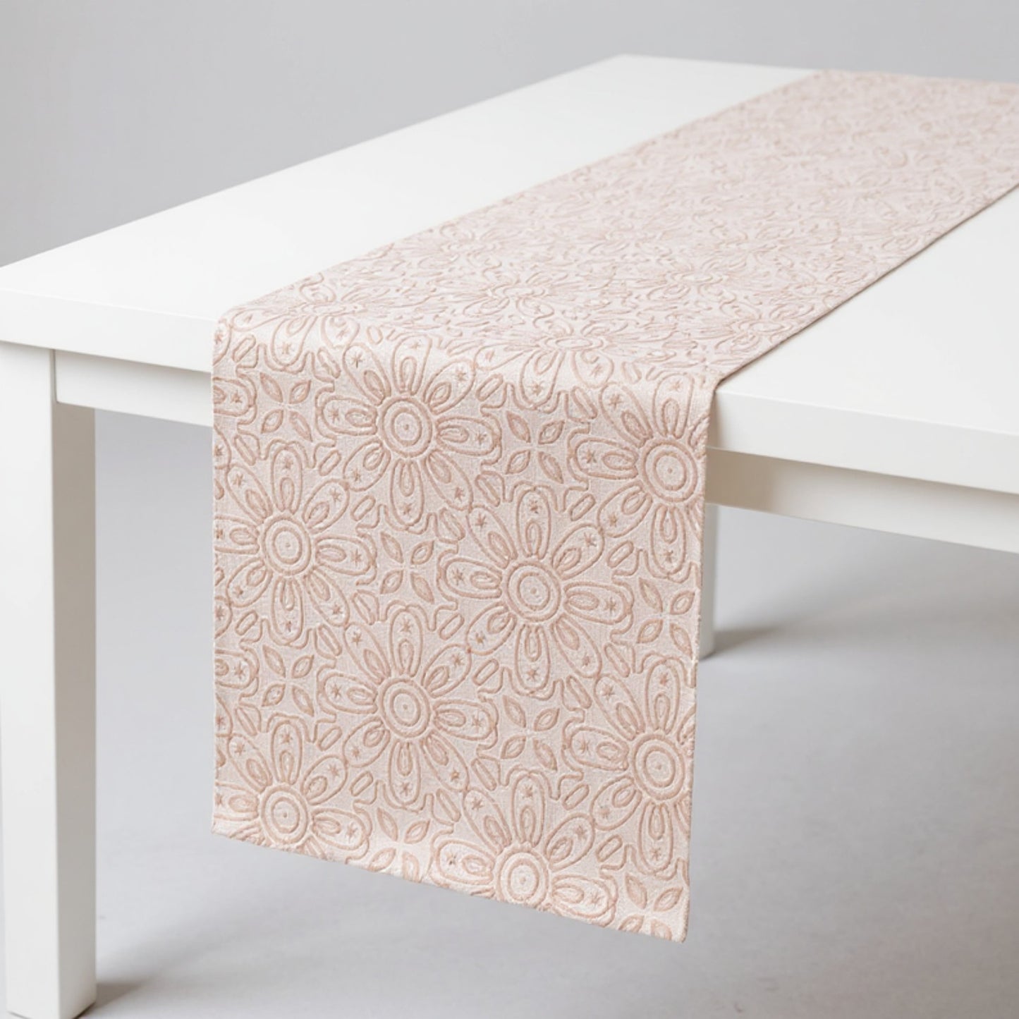 Anna-Kaci Floral Embroidered Table Runner with Intricate Pattern Detailing 13.5x47in