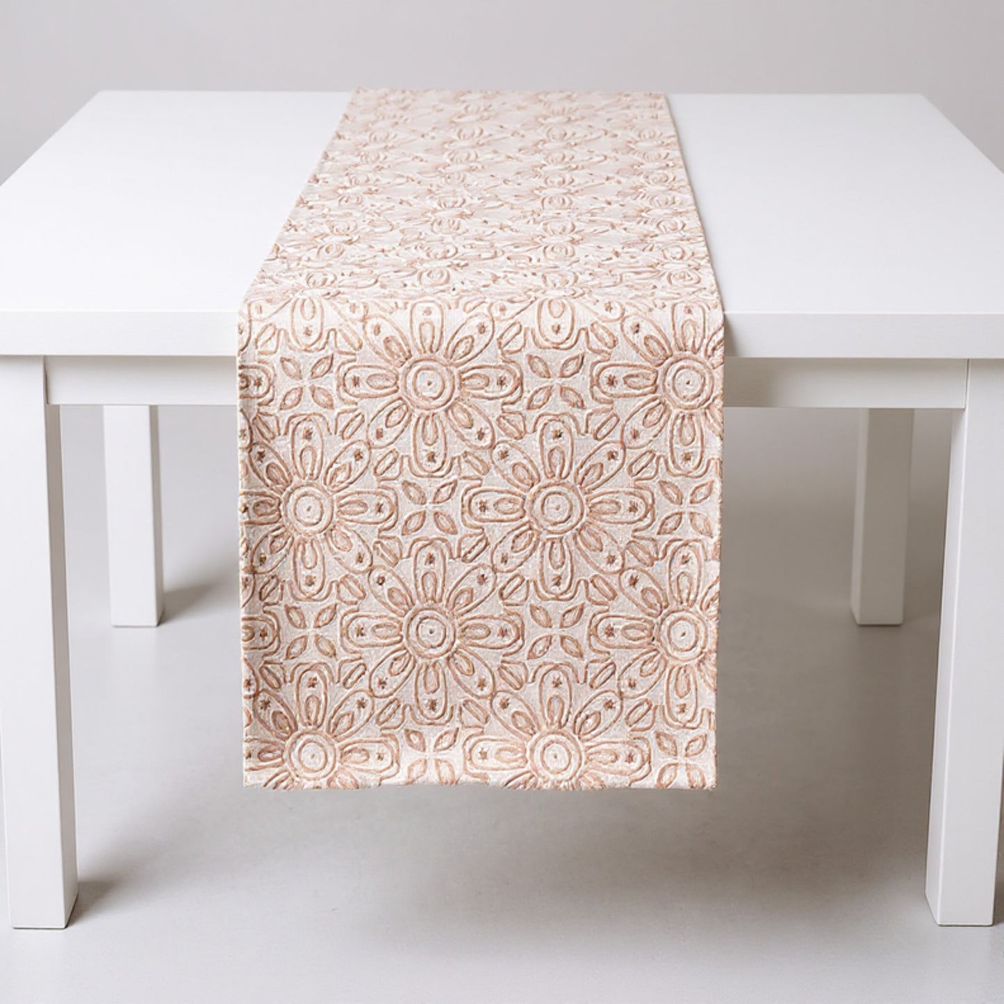 Anna-Kaci Floral Embroidered Table Runner with Intricate Pattern Detailing 13.5x47in
