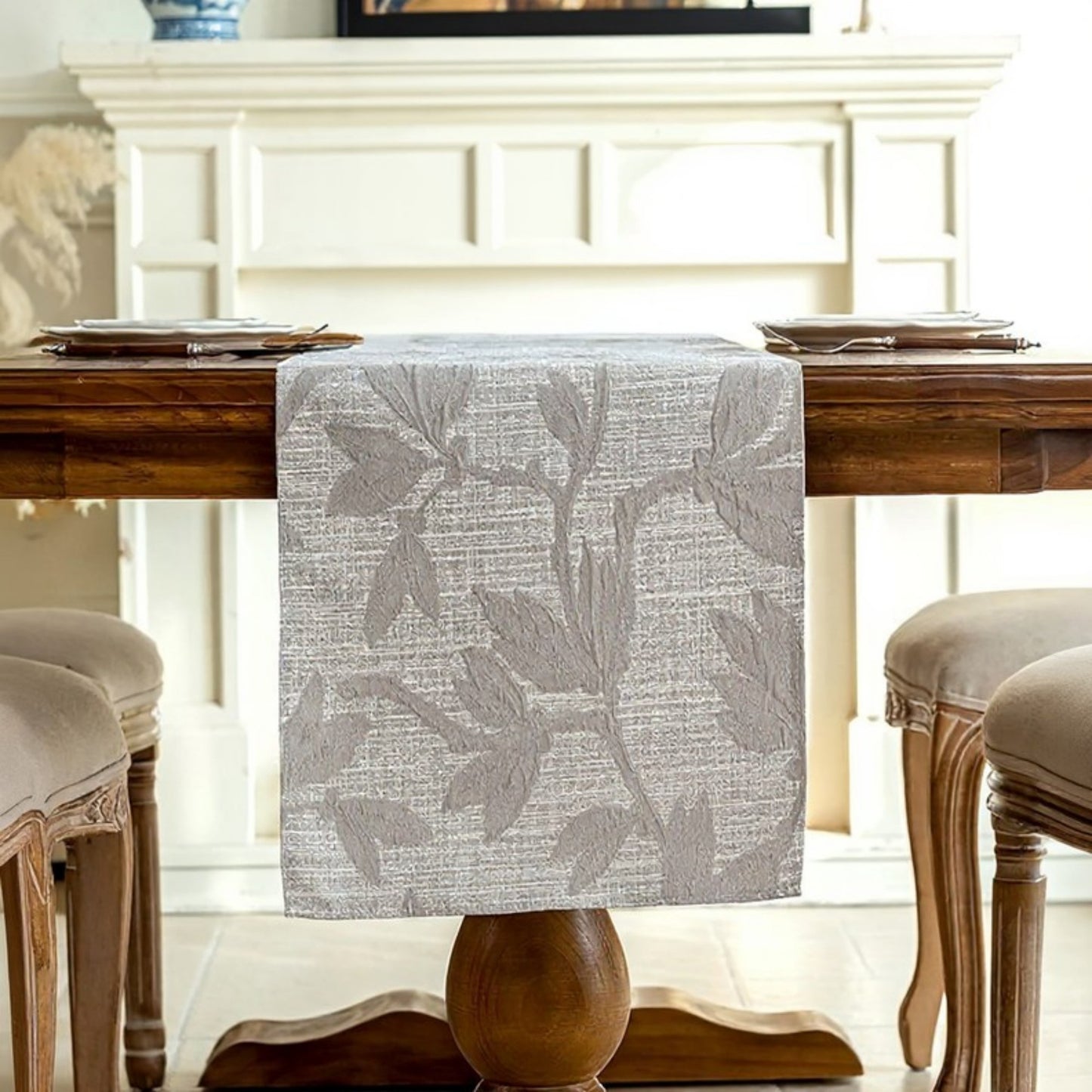 Anna-Kaci Floral Embroidered Table Runner with Intricate Pattern Detailing 13.5x47in