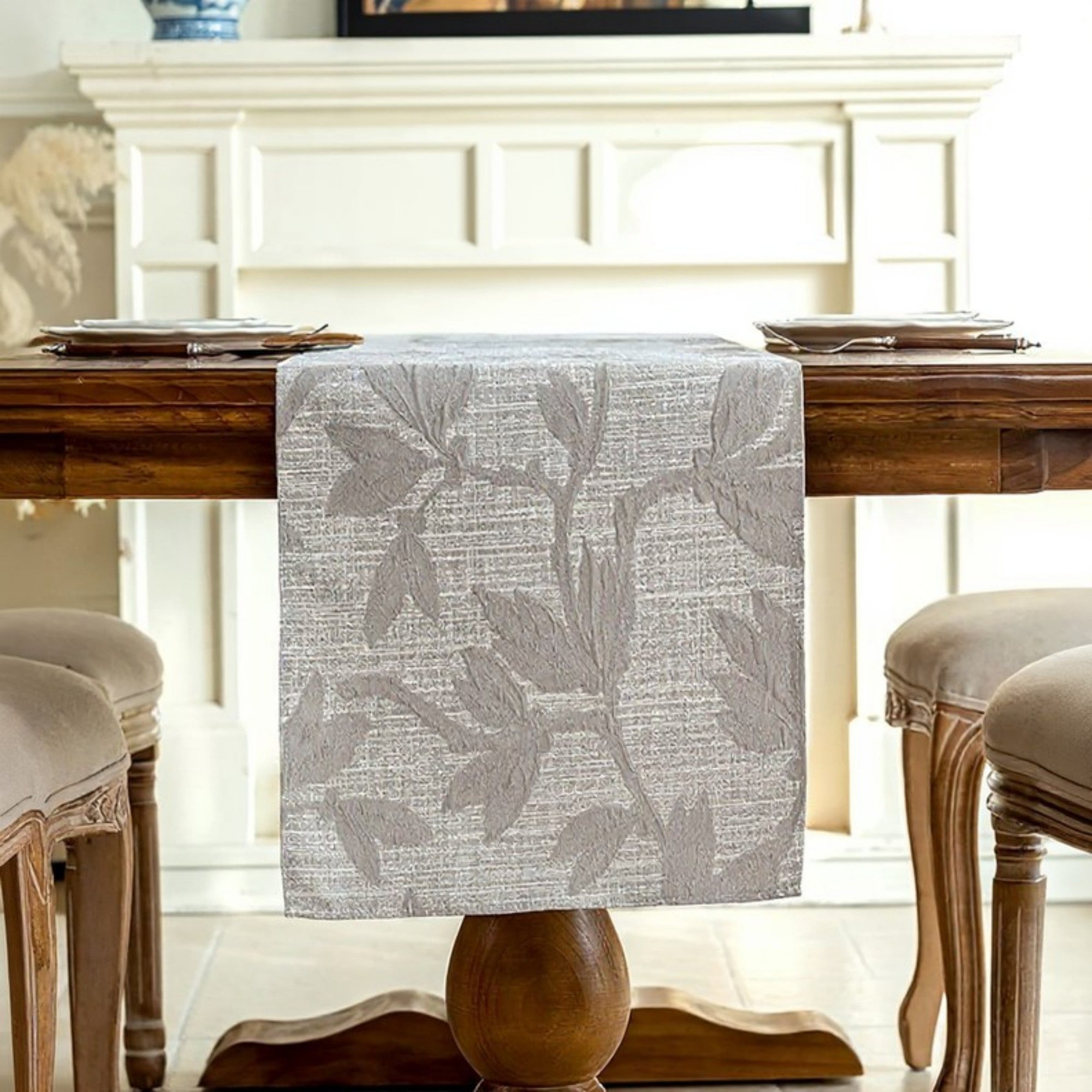 Anna-Kaci Floral Embroidered Table Runner with Intricate Pattern Detailing 13.5x47in