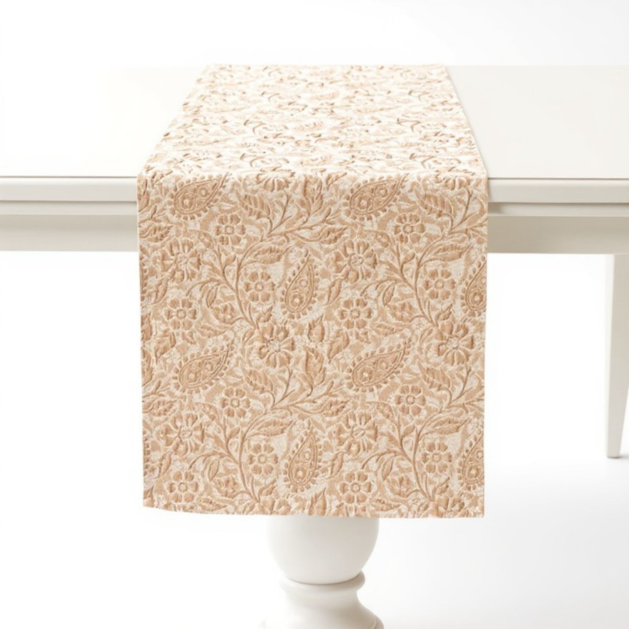 Anna-Kaci Floral Embroidered Table Runner with Intricate Pattern Detailing 13.5x47in