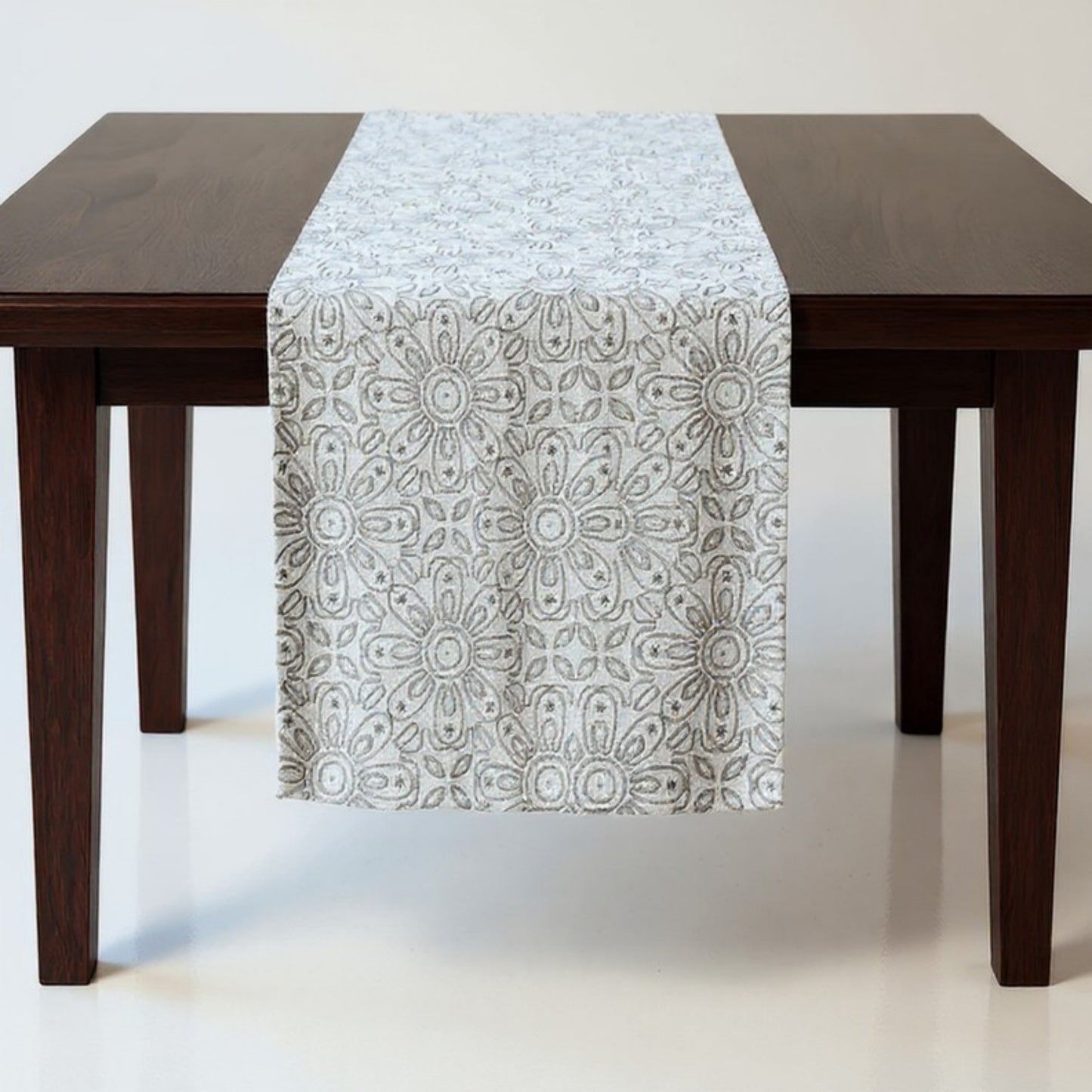 Anna-Kaci Floral Embroidered Table Runner with Intricate Pattern Detailing 13.5x47in