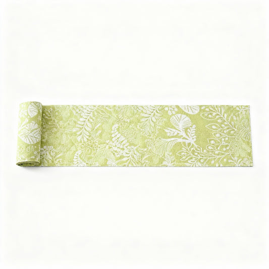 Anna-Kaci Botanical Leaf Pattern Table Runner with Textured Woven Design