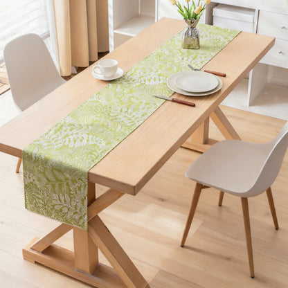 Anna-Kaci Botanical Leaf Pattern Table Runner with Textured Woven Design