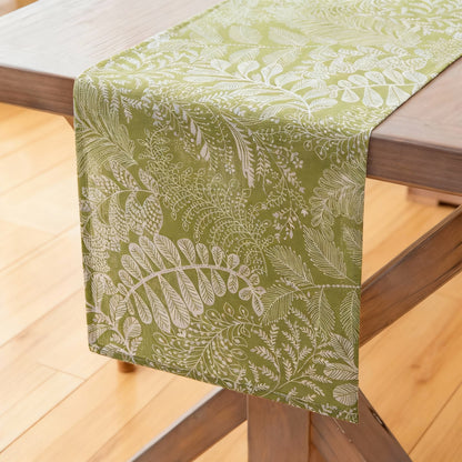 Anna-Kaci Botanical Leaf Pattern Table Runner with Textured Woven Design