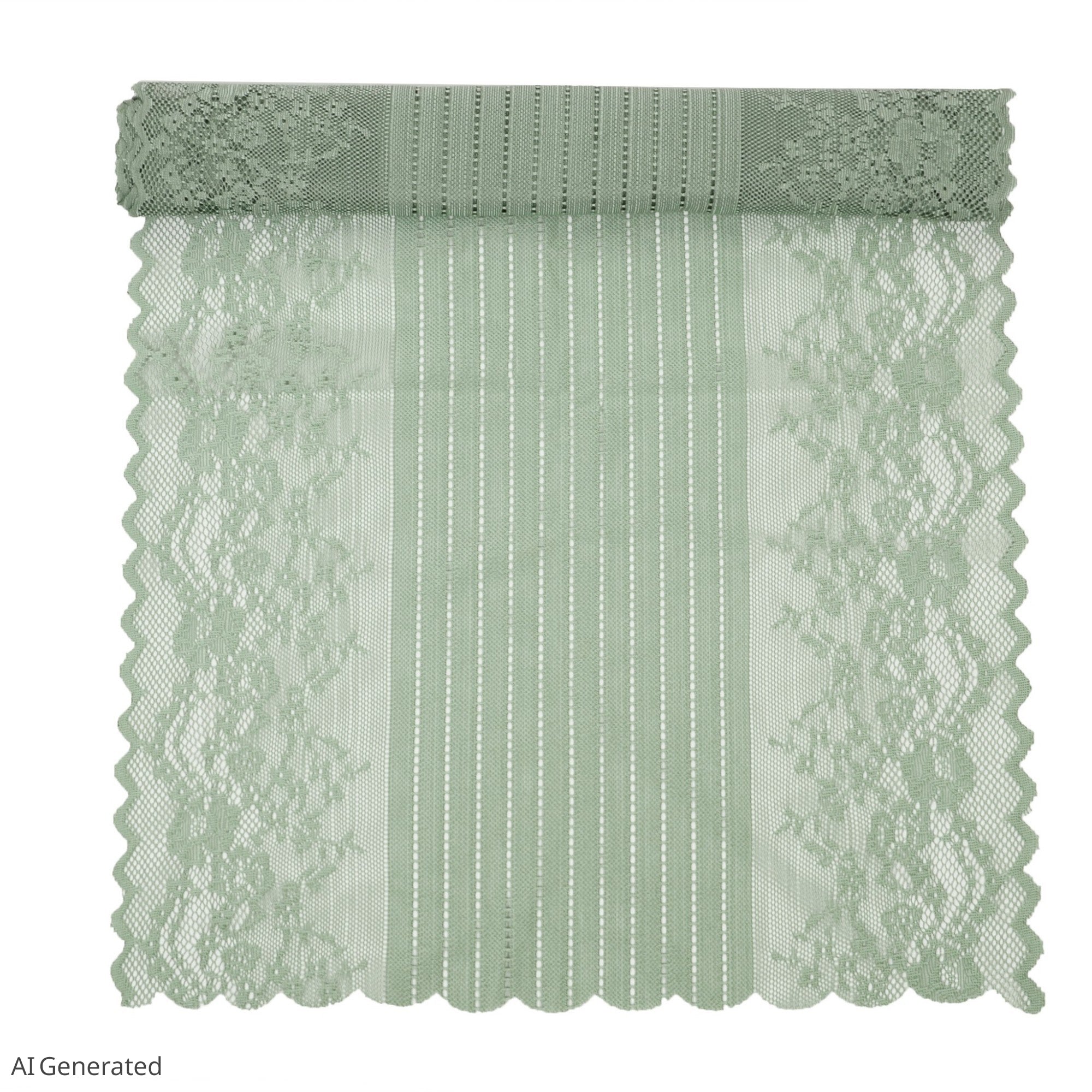 Anna-Kaci Floral Lace Table Runner with Scalloped Edges and Pom Pom Trim 17.7x47in