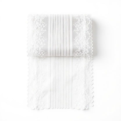 Anna-Kaci Floral Lace Table Runner with Scalloped Edges and Pom Pom Trim 17.7x47in