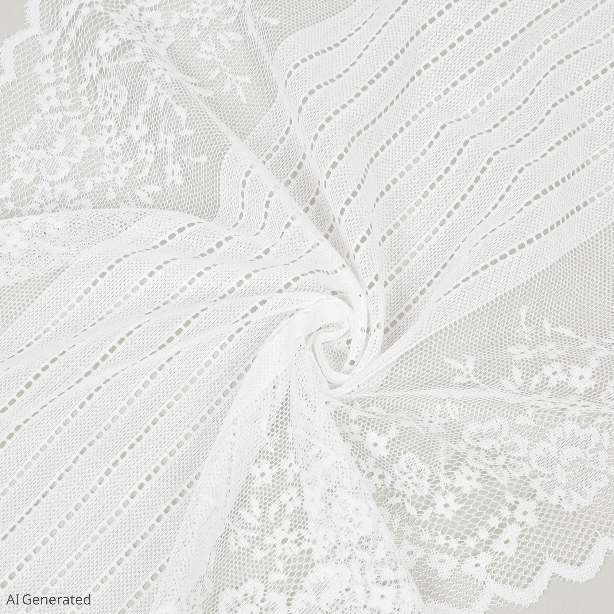 Anna-Kaci Floral Lace Table Runner with Scalloped Edges and Pom Pom Trim 17.7x47in