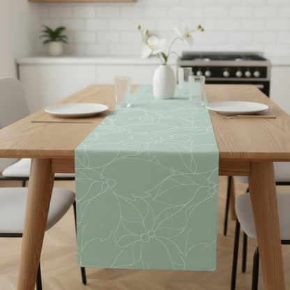 Anna-Kaci Floral Line Art Table Runner with Soft Woven Finish