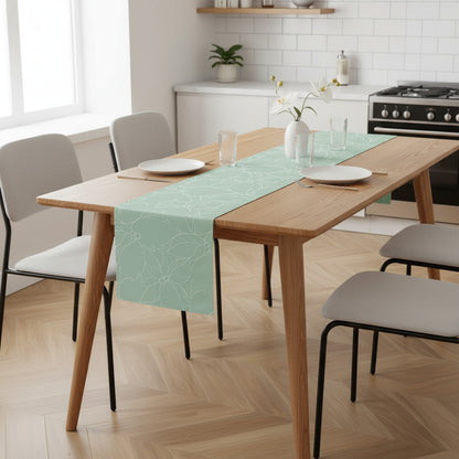 Anna-Kaci Floral Line Art Table Runner with Soft Woven Finish