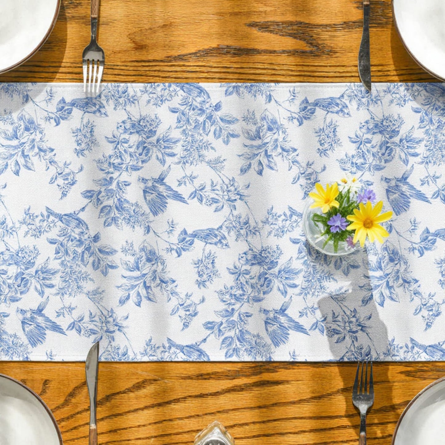 Anna-Kaci Vintage Floral Print Table Runner with Classic Woven Detailing