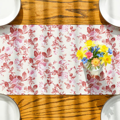 Anna-Kaci Vintage Floral Print Table Runner with Classic Woven Detailing