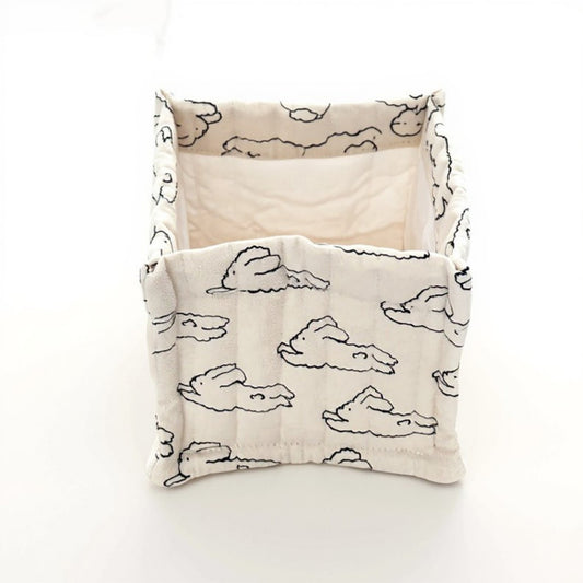 Anna-Kaci Square Fabric Storage Bin with Cartoon Animal Print and Soft Quilted Design 6.7x6.7x6in