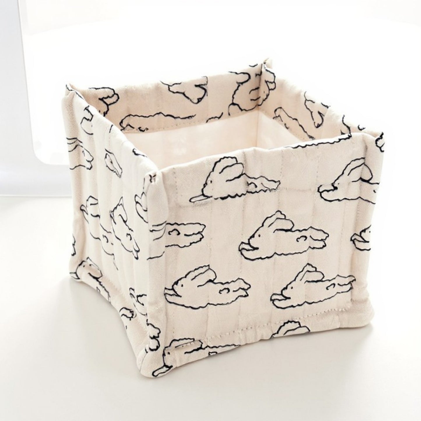 Anna-Kaci Square Fabric Storage Bin with Cartoon Animal Print and Soft Quilted Design 6.7x6.7x6in