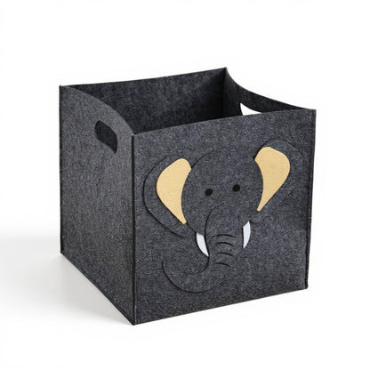 Anna-Kaci Animal Design Felt Storage Box with Cutout Handles and Foldable Structure 13.7x13.7x13.7in