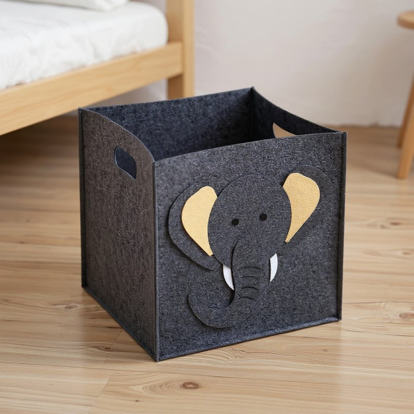 Anna-Kaci Animal Design Felt Storage Box with Cutout Handles and Foldable Structure 13.7x13.7x13.7in