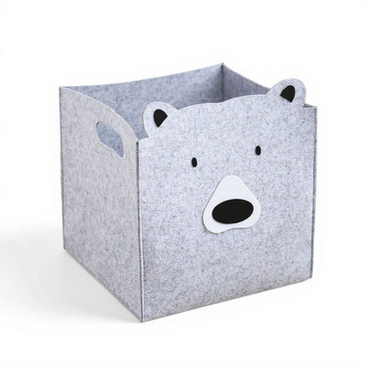 Anna-Kaci Animal Design Felt Storage Box with Cutout Handles and Foldable Structure 13.7x13.7x13.7in