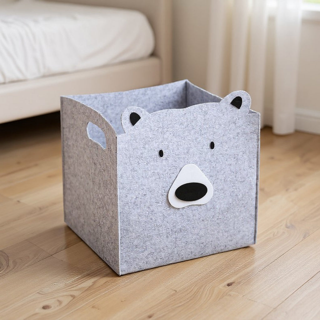 Anna-Kaci Animal Design Felt Storage Box with Cutout Handles and Foldable Structure 13.7x13.7x13.7in