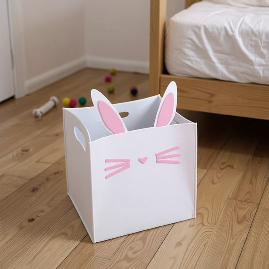 Anna-Kaci Animal Design Felt Storage Box with Cutout Handles and Foldable Structure 13.7x13.7x13.7in