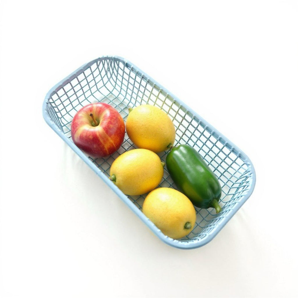 Anna-Kaci 2-Piece Rectangular Mesh Storage Basket Set with Open Grid Design 6x4x2in