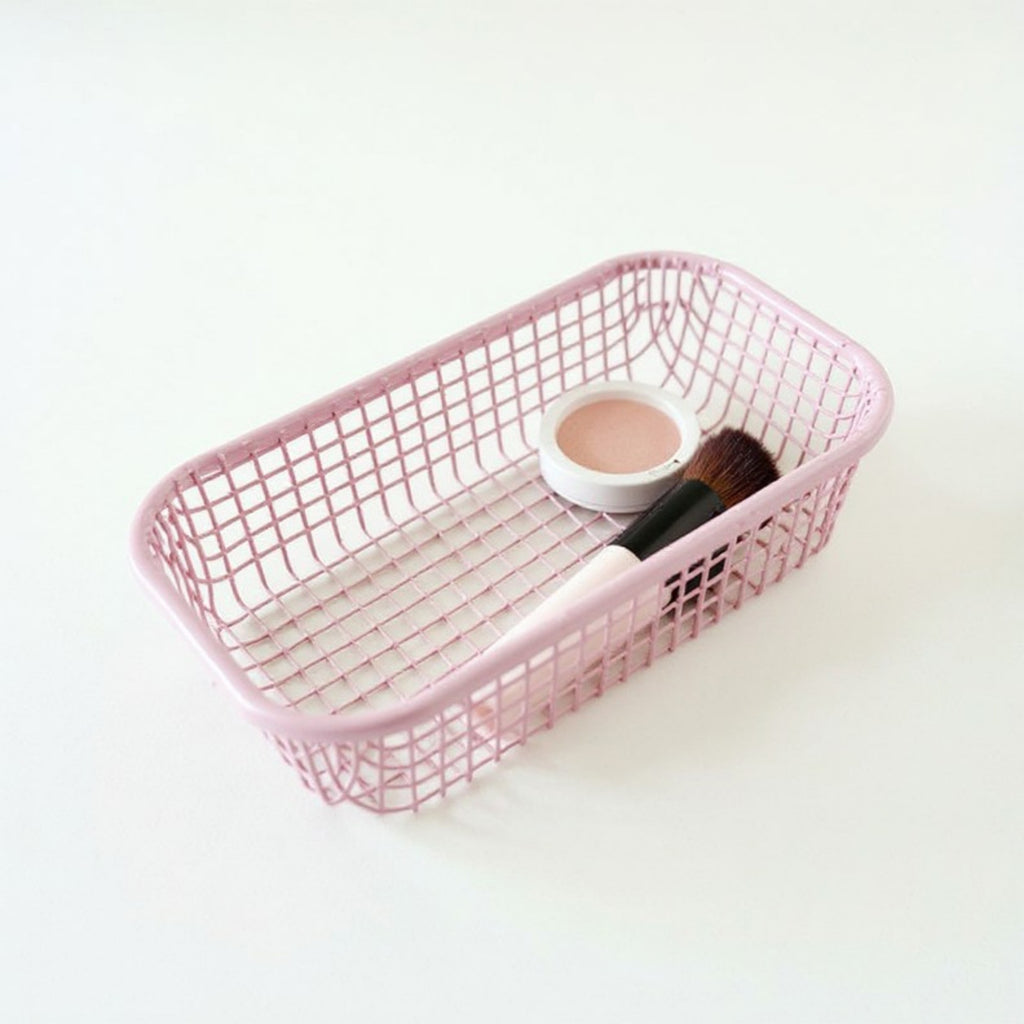 Anna-Kaci 2-Piece Rectangular Mesh Storage Basket Set with Open Grid Design 6x4x2in