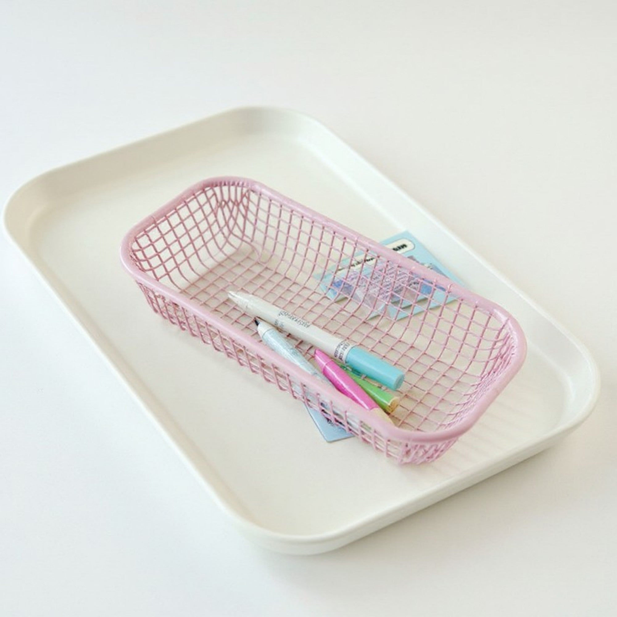 Anna-Kaci 2-Piece Rectangular Mesh Storage Basket Set with Open Grid Design 6x4x2in