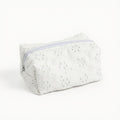 Anna-Kaci Embroidered Floral Quilted Cosmetic Bag with Zipper Closure 6x4x2in