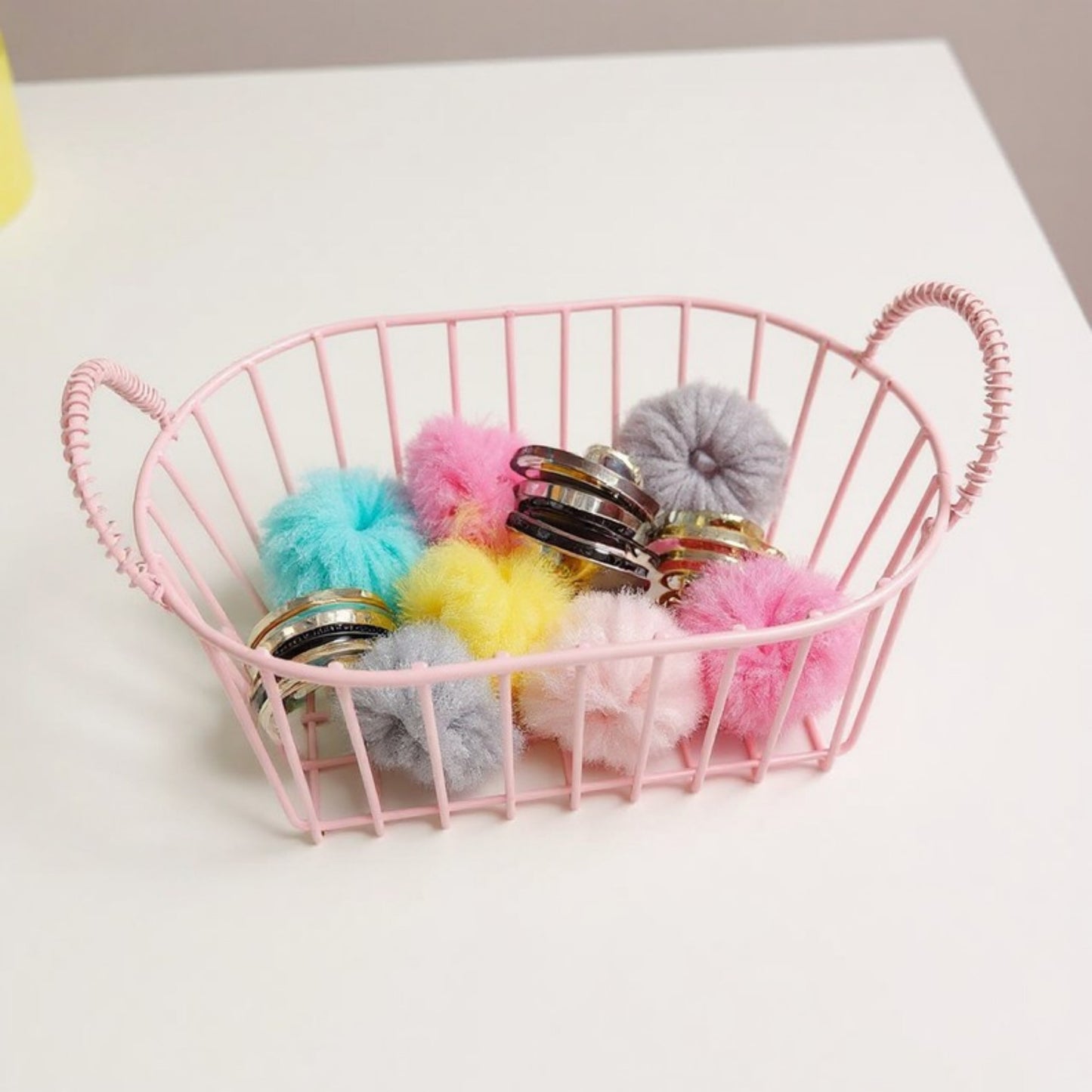 Anna-Kaci Oval Wire Storage Basket with Dual Handles and Open Frame Design 7x4.7x3in