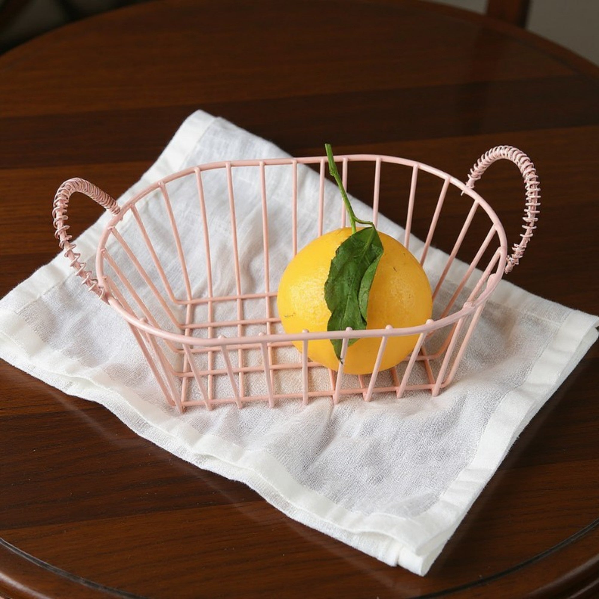 Anna-Kaci Oval Wire Storage Basket with Dual Handles and Open Frame Design 7x4.7x3in