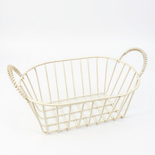 Anna-Kaci Oval Wire Storage Basket with Dual Handles and Open Frame Design 7x4.7x3in