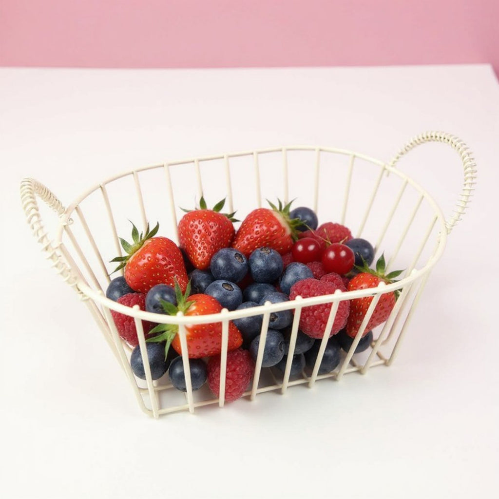 Anna-Kaci Oval Wire Storage Basket with Dual Handles and Open Frame Design 7x4.7x3in