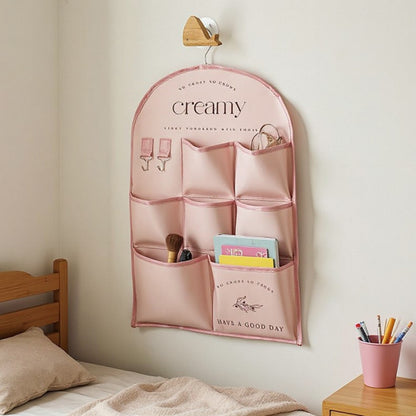 Anna-Kaci 3-Pocket Hanging Wall Organizer with Printed Design and Metal Hook