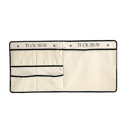 Anna-Kaci Foldable Hanging Organizer with Labeled Compartments and Contrast Trim 39.5x17.5in