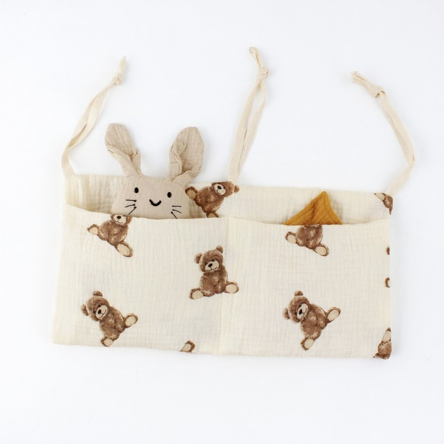 Anna-Kaci Stroller Organizer Bag with Teddy Bear Embroidery and Multi-Pocket Design 7x15in